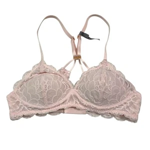 Aerie Womens Bra Size 34A Ballet Pink Real Power Wireless Lace Plunge Padded - Picture 1 of 11