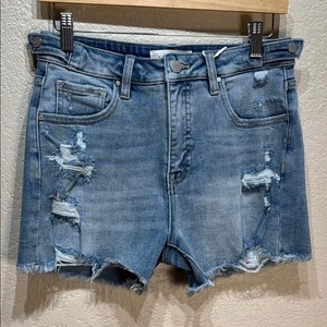 Risen Damen Medium Bauch Kontrolle verstellbare Taille abgenutzt Denim Shorts Neu mit Etikett - Bild 1 von 12