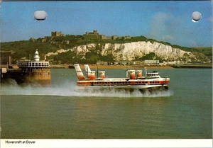 Postal de cruce de canal de acantilados blancos Hovercraft Dover Reino Unido - Imagen 1 de 2