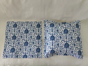 2 RALPH LAUREN PORCELAIN ROSETTE BLUE TOSS PILLOW Shams 16x16 inch New - Picture 1 of 7