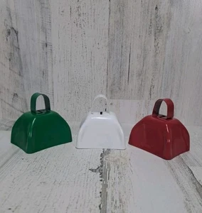 3" Mini Metal Cow Bell Noise Maker Rodeo Sports Games Festivals Farm Set of 3 - Picture 1 of 7