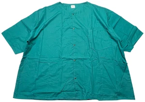 Scrub Jacket Mens (4X) Teal Green Snap Button 3 Pockets Short Sleeves Medical - Picture 1 of 5