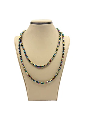 Ожерелье с двумя нитями из радужных хрустальных бусин Ab — блестящие разноцветные ювелирные изделия - Изображение 1 из 4