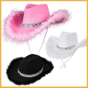 Costume Party Cowgirl Hat Cowboy Hat Sequin Cowgirl Hats Bachelorette Party Hat - Picture 1 of 19