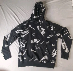 Nike Mens Just Do It Scribble Logo Allover Print Hoodie Black CU4341-010 M - Picture 1 of 5