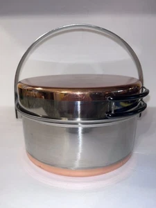 4 Pc Camping Cook Set Stainless Steel Copper Bottom Pots & Pans Folding Handles - Picture 1 of 24