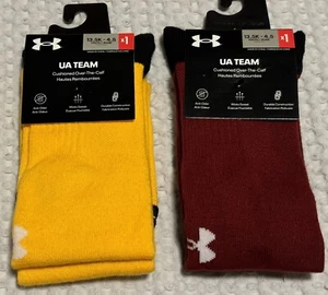 Under Armour Over the Calf UA Team New Cushioned Socks 2 Pairs Youth 13.5-4.5 - Picture 1 of 4