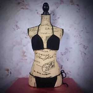 Bikini con spalline e perizoma in velluto nero Dreamgirl - Foto 1 di 10