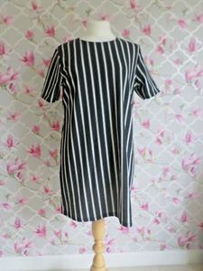 Ladies Boohoo Mono Striped Shift Dress (size 14) Black, BNWT - Picture 1 of 3