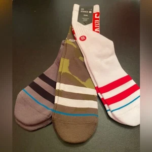 Paquete de 3 calcetines informales STANCE para hombre talla grande 9-13 (blanco gris camuflaje) - Imagen 1 de 9