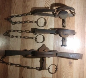 3 Vintage Traps: Oneida Victor #3 & #1 1/2 and 1 Unbranded 1 1/2 - Picture 1 of 8