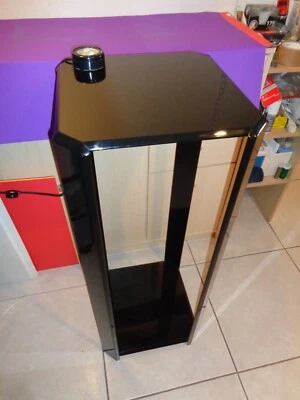 Rare Vintage Black Acrylic Pedestal Table with Light (14 by 14 by 36") - Image 1 of 4