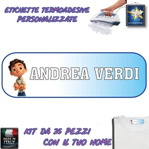 ETICHETTE TERMOADESIVE PERSONALIZZATE 25 PEZZI ASILO SCUOLA NIDO BIMBO BAMBINO - Foto 1 di 1
