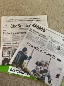 Seattle Times Newspaper Seattle Kraken NHL Hockey 10/15/21 First Win Review - Picture 1 of 1