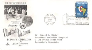 USPS FDC United Nations Economic Commission September 18 1961 4 Cent Stamp Vtg - Picture 1 of 1