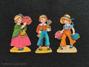 3x Oblaten / Glanzbilder - Blumenmädchen - Mädchen - Blumen - Bild 1 von 1