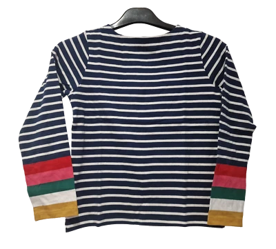 EX MINI BODEN Ex Boden Girls Top Long Sleeve Breton Navy Stripe Cotton New 2-16 Years