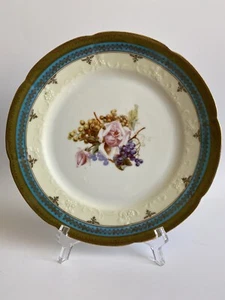 Antique Carlsbad Austria Porcelain Cabinet Plate Gold Gilt 8 5/8”D - Picture 1 of 7