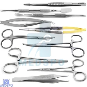 Micro Surgery Castroviejo Spring Scissors Adson Tweezers Surgical Hemostat Tools - Picture 1 of 15