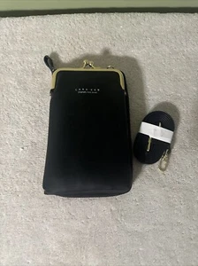 Carr Ken ~ Borsa a tracolla per cellulare borsa a tracolla portafoglio grigio chiusura bacio/zip NUOVO - Foto 1 di 3