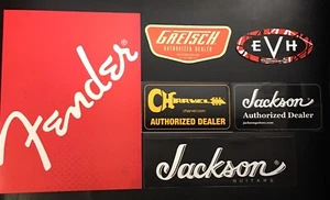 FENDER Guitar Folder FMIC Sticker Set Charvel Jackson EVH Gretsch Logo Sticker - Picture 1 of 7