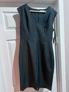 Calvin Klein Dark Blue Denim V-neck Dress - Picture 1 of 4