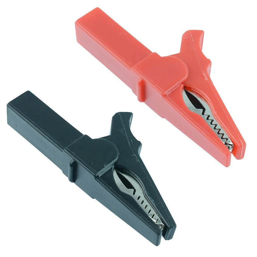 Black + Red Insulated 55mm Crocodile Clip Connector 20A Alligator