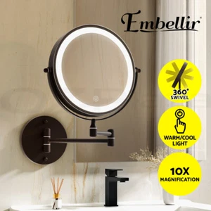 Embellir Extendable Makeup Mirror 10X Magnifying Double-Sided Bathroom Brown - Picture 1 of 11
