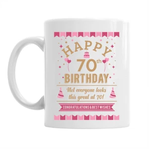 70th Birthday Happy Gift Present Idea Women Ladies Female Lady Keepsake 70 Mug - Picture 1 of 2