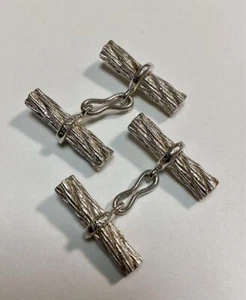 Authentic Hermes rope motif silver cufflinks HERMES vintage - Picture 1 of 4