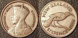 New Zealand - George V - 6 Pence 1936 Very Good Km#2 - Picture 1 of 1