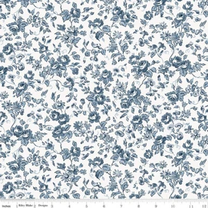 Riley Blake * Serenity Blues Flower Toss Cloud * C14782-Cloud - Picture 1 of 2