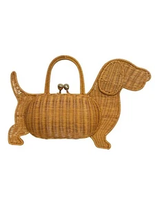Bolso de mano Serpui de mimbre ángel perro - Nuevo con etiquetas - Imagen 1 de 8