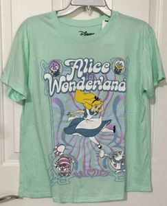Camiseta Disney Alicia en el País de las Maravillas Verde Menta Gráfica Talla M Cheshire Gato Conejo - Imagen 1 de 9