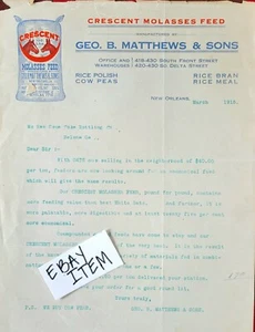 1915 Nueva Orleans Louisiana George B Mathews alimentación melaza membrete colorido - Imagen 1 de 1