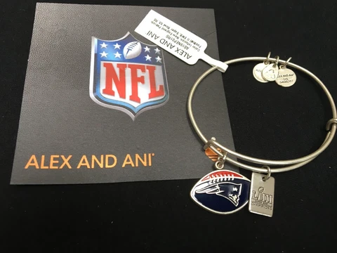 Alex and Ani NFL #53 New England Patriots Bangle Rafaelian Silver Bracelet NWT Cover