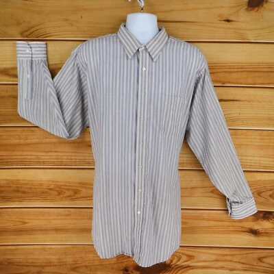 Van Heusen Dress Shirt Wrinkle Free Mens Sz 18.5 Tall Gray Striped Point Collar - Image 1 of 4