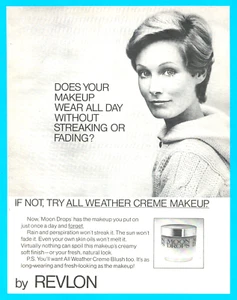 1973 REVLON Moon Drops Make-up Kosmetik PRINT AD Damen Creme Rouge - Bild 1 von 3