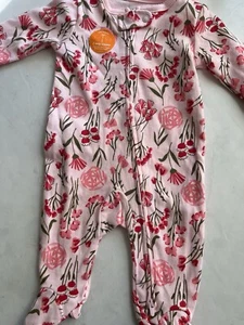 Carters Baby Girl Pink And Treen Floral Sleeper Size 3M 2-way Zipper - Picture 1 of 2