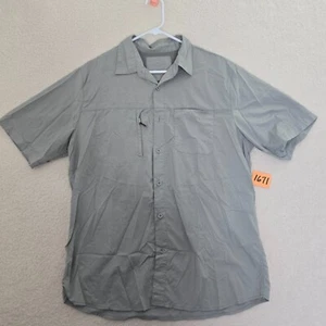 Woolrich Mens Fishing Shirt Gray Vented Zip Pocket Short Sleeve Mesh Lined L - Picture 1 of 13