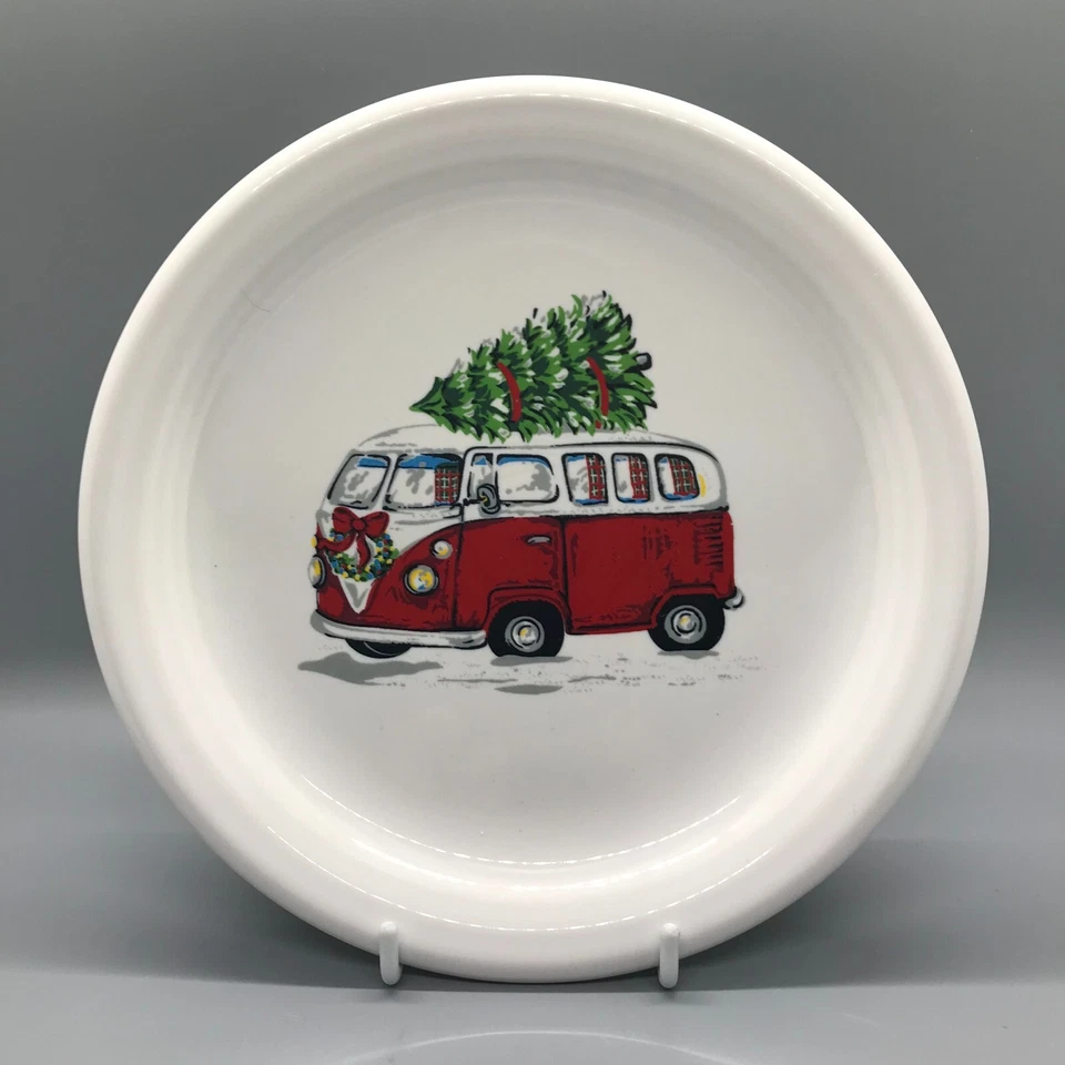 Set of 2 Fiesta Christmas Bus & Trailer Bistro Salad Plate