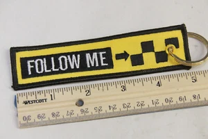 Follow Me - safety yellow Key Tag Ring Embroidered - BULK - Picture 1 of 2