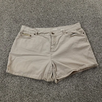 Pantalones Cortos DKNY Mujer 12 Beige Marrón Tostado Caqui Tiro Alto Mini Midi Y2K Donna Karan Foto 1 de 4