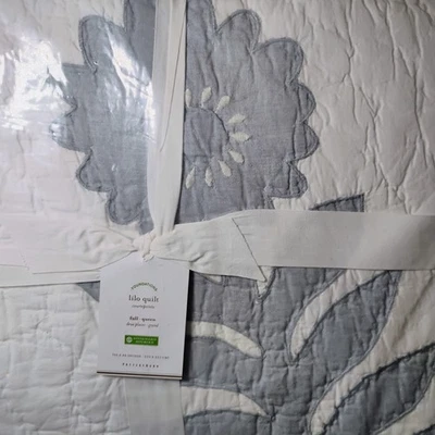 POTTERY BARN Lilo хлопковое лоскутное одеяло ручной работы полное/королевское шамбре новое с ценниками - Изображение 1 из 4