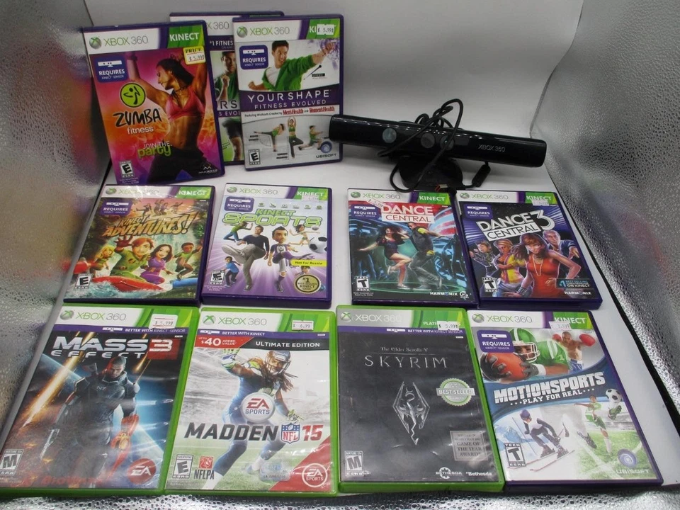 XBOX 360 KINECT 11 SPIELE & SENSOR KONVOLUT GEBRAUCHT - Bild 1 von 1