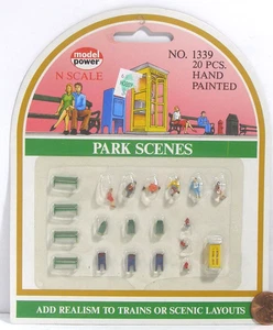 Model Power Model RR N Scale Accessories #1339 20pc Park Scenes   C8A - Picture 1 of 2