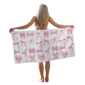 Telo Mare Fiocco Rosa 30x60 Pollici, Nastro Preppy Coquette Piscina Bagno Senza Sabbia - Foto 1 di 7