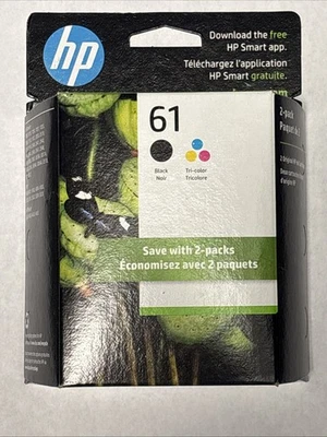 Combo de cartuchos de tinta tricolor HP 61 negros paquete de 2 genuinos Foto 1 de 2