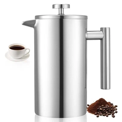 Stainless Steel French Press 34oz 1L Double Wall Insulated Coffee & Tea Maker - Image 1 of 4