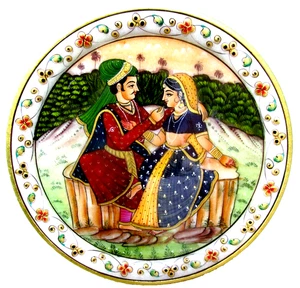 Piatto marmo imperatore Mughal arte fatto a mano floreale indiano decorazione casa India regalo - Foto 1 di 5